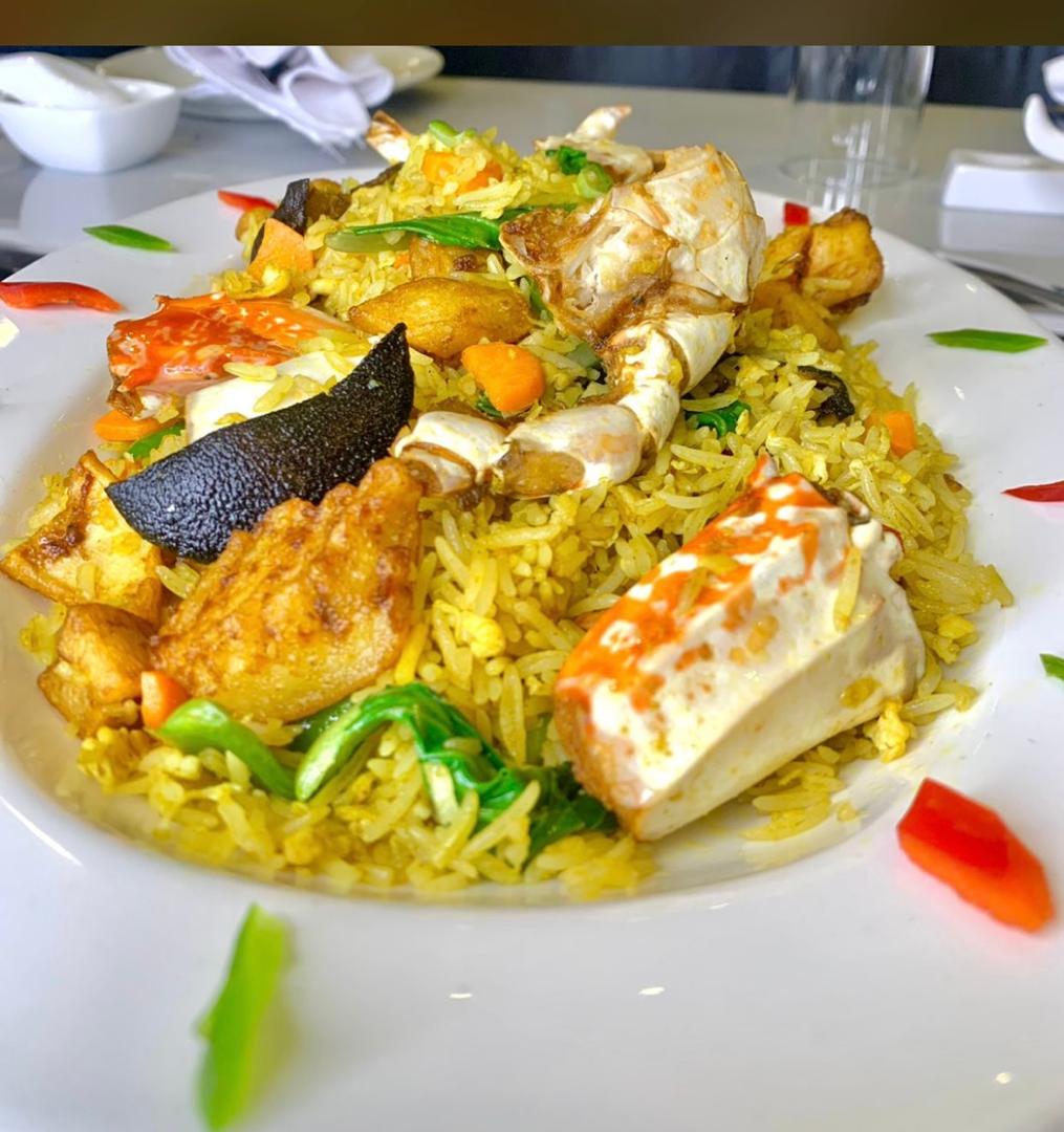 Crab fried rice with plantain